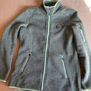 L.L. Bean Blue and Mint Fleece Jacket Cozy Full Zip